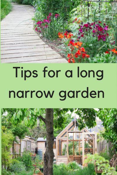 Long thin garden design, narrow garden planting tips, thin garden borders.