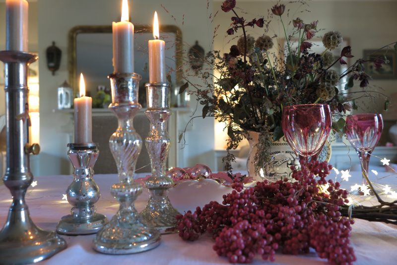 Pink peppercorns for festive table decorations