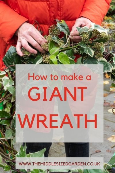 Make a giant wreath by winding ivy round a child's hoola hoop