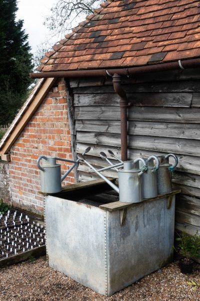Watering cans in the Great Dixter nursery shop